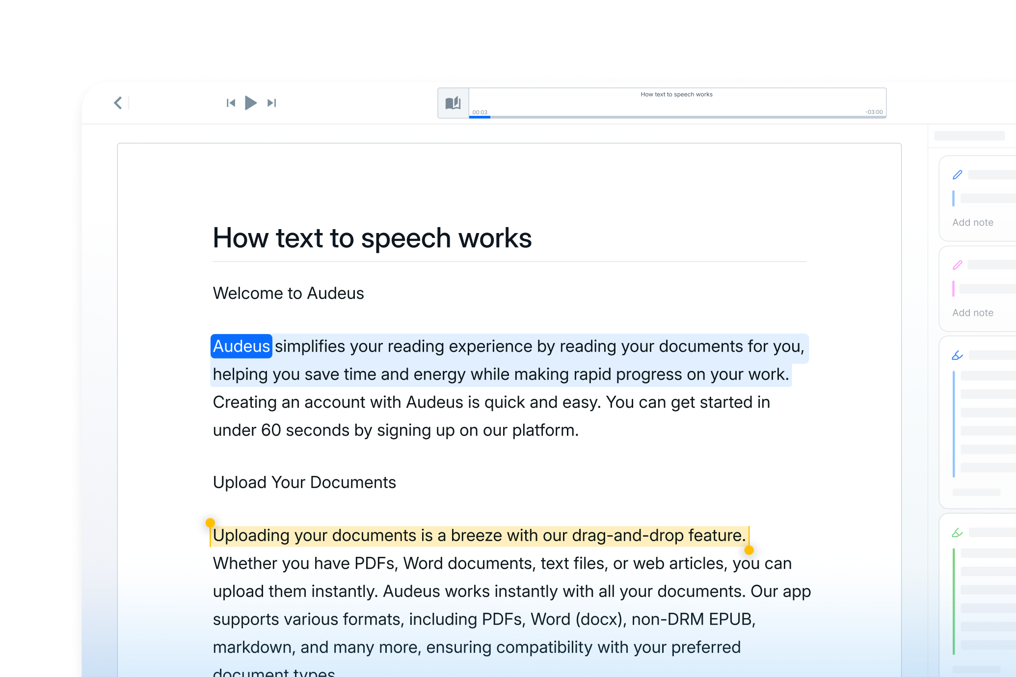 Audeus Web App Mobile