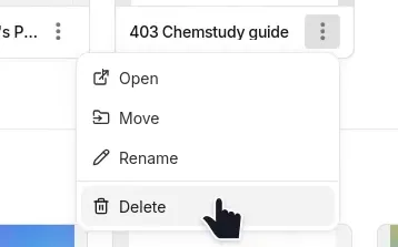 Screenshot of the Web Reader library showing the options menu and delete button