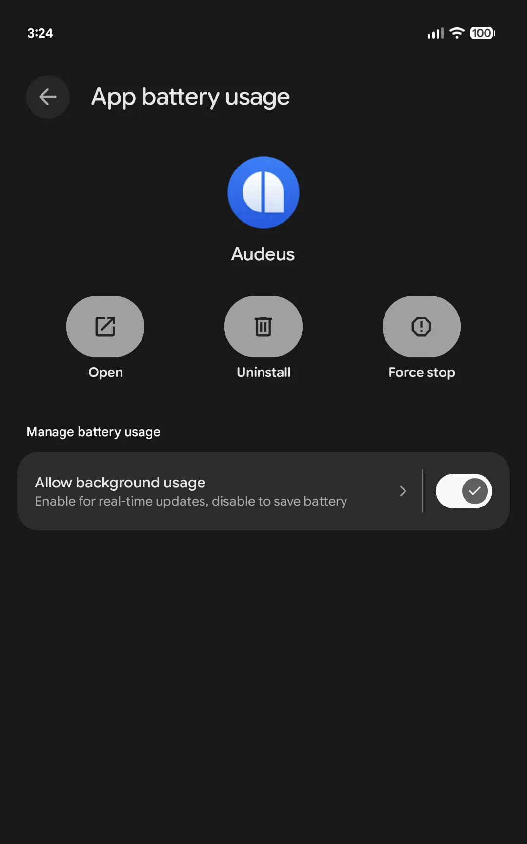 Adjusting Android battery settings to Unrestricted for uninterrupted background playback